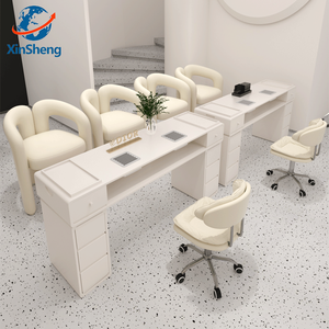 Bureau de <span class=keywords><strong>manucure</strong></span> professionnel en or blanc de luxe léger avec collecteur de poussière, chaise à ongles moderne en métal pour chambre à coucher ou usage en centre commercial - Product Image 5