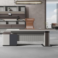 Furnitur Kantor Komersial Panel Kayu Ramah Lingkungan Mewah Modern, Mudah Dirakit, Dapat Diperpanjang, Desain Meja Direktur/CEO/Bos