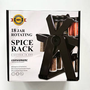 Portaspezie Girevole a 360 Gradi in Plastica, Set da 18 Barattoli in <span class=keywords><strong>Vetro</strong></span>, Doppio Supporto per Organizzazione Utensili da Cucina - Product Image 6