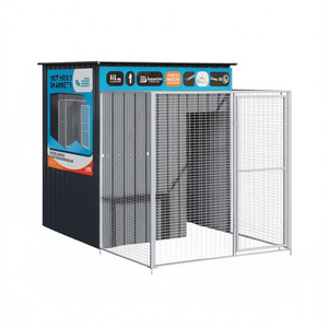 Casa para Perros de Acero Galvanizado de 65x98.8x71.3 Pulgadas con Corral, Muebles para Mascotas de Exterior para Razas Grandes, para Todas las Estaciones - Product Image 1