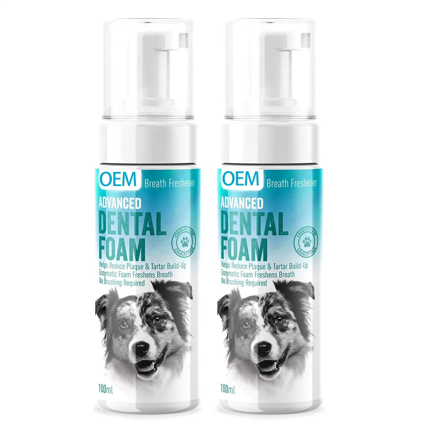 Creme dental de espuma Private Label Eliminar Bad Dog Breath & Bad Cat Breath Naturalmente Combate Placa Tártaro & Gum Disease pets dental
