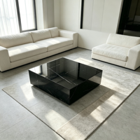 Table basse en marbre italien Nero Marquina, design moderne, petite table combinée, design rectangulaire de luxe, meubles de maison design