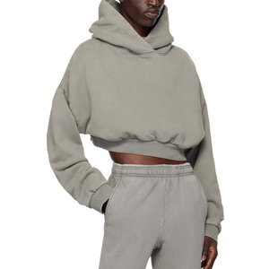 Pull à capuche épais pour hommes du fabricant 500 GSM en coton biologique polaire blanc lavé aux enzymes brossé brodé - Product Image 4