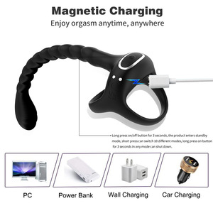 Anneau vibrant pour pénis, masseur de prostate - 3-en-1, vibrateur pour homme avec télécommande par application, plug anal, étanche et rechargeable par USB - Product Image 3