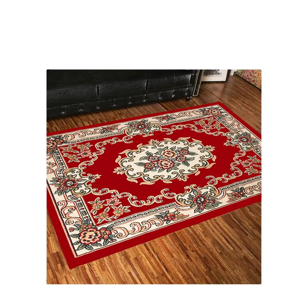 Wilton machine made 8x10 red color oriental hotel lobby area rug