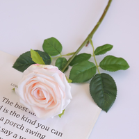 Fleurs artificielles en gros, roses rouges et jaunes longue durée, roses à toucher réel, roses simples en soie pour mariage et décoration intérieure