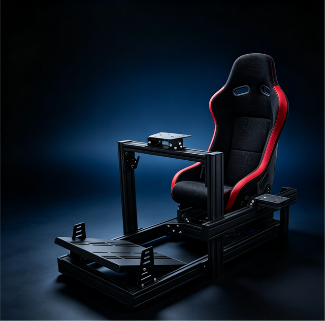 Professional Foldable Racing Simulator Rig 4080 Aluminum Frame Replaceable Seat for F1/GT Racing & Gaming