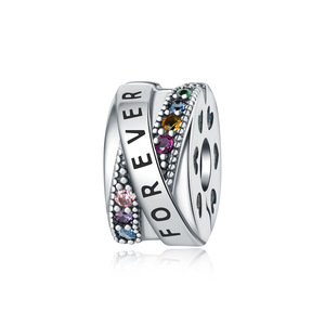 Original white copper <b>bead</b> <b>bracelet</b> - DIYforever colored zircon positioning <b>bead</b> pendant jewelry, personalized women's jewelry - Product Image 1