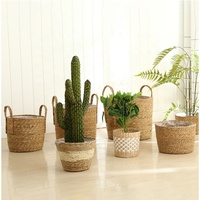 Panier vide en paille naturelle panier à fleurs panier extérieur intérieur paille pot pour la décoration