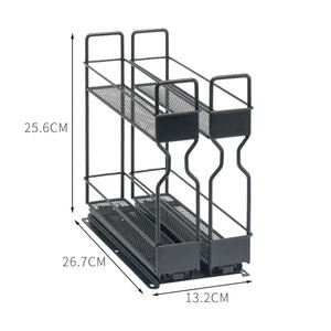 Étagère de rangement en métal à 2 niveaux coulissante pour la cuisine <span class=keywords><strong>avec</strong></span> rails coulissants pour les bouteilles d'épices sous l'évier - Product Image 2