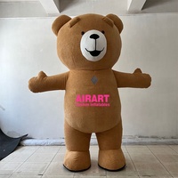Mascotte d'ours gonflable, ours en peluche gonflable rose, costume de costume gonflable d'ours en peluche qui marche