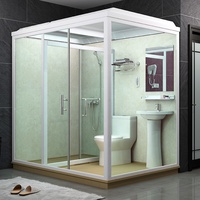 Combinaison toilette cabine de douche préfabriquée modulaire salle de bain en aluminium trempé clair verre coulissant carré avec cadre