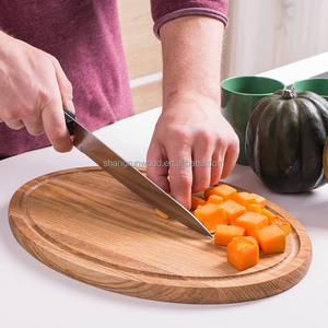 Tabla <span class=keywords><strong>de</strong></span> Cortar Redonda <span class=keywords><strong>de</strong></span> Madera Dura para Cocina, Tabla <span class=keywords><strong>de</strong></span> Charcutería con Tapa y Borde - Product Image 3