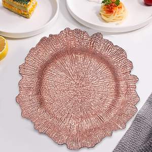 Piatti per caricabatterie di barriera corallina in plastica di alta qualità piatti per caricabatterie rotondi in <span class=keywords><strong>spugna</strong></span> floreale decorazione per feste di matrimonio - Product Image 3