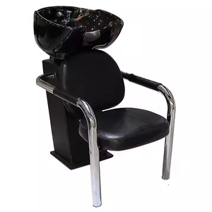 Lit de shampooing portable de luxe pour salons de coiffure, salons de beauté, salles de bain, cuir synthétique, repose-pieds réglable, design moderne pour les cheveux - Product Image 1