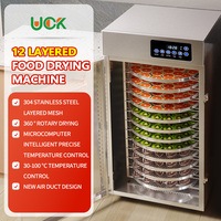 Pengering Sayuran Putar dengan PLC & Motor 12 Lapis Kapasitas Besar Baki Besar 300mm 1800W 15kg/jam untuk Pengeringan Buah/Rempah/Daging