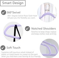 Cintres pour manteau, en velours, en feutre léger, résistant, anti-dérapant, avec crochet rotatif à 360 degrés, pour vestes et pull