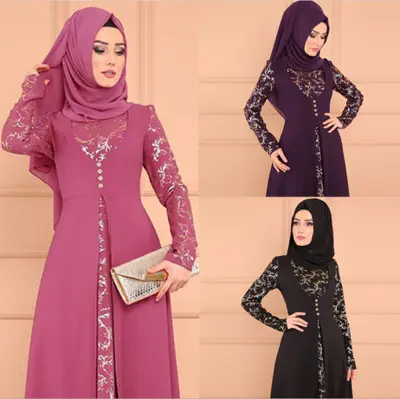 Bán Sỉ Váy Hồi Giáo Hai Mảnh Abaya Thêu Đẹp Quần Áo Hồi Giáo Thời Trang Kimono Phong Cách Ả Rập Dubai Abayas Hồi Giáo