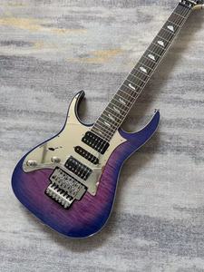 Guitarra Eléctrica Ibz para Zurdos de 7 Cuerdas con Doble Bloqueo de Trémolo, Acabado Degradado Morado, Pastillas HH S HH para Tonos Bajos Profundos - Product Image 5