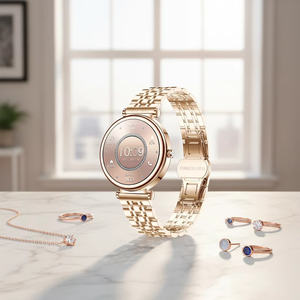 นาฬิกาสมาร์ทวอทช์ I109-2 สำหรับผู้หญิง ของขวัญแต่งงาน นาฬิกาสมาร์ทวอทช์ดีไซน์หรูหรา โทรออกผ่านบลูทูธ หน้าปัดเพชร ตัวติดตามสุขภาพสำหรับผู้หญิง สายสแตนเลสสตีล - Product Image 2