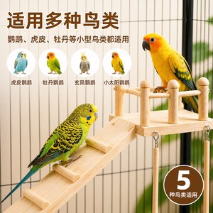 Wooden Parrot Climbing Ladder <b>Swing</b> Platform Bird Perch Set For Small Birds Indoor Durable Toy - Product Image 2