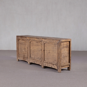 Buffet 3 portes en <span class=keywords><strong>bois</strong></span> massif vieilli TAILAI, style rustique campagnard, <span class=keywords><strong>console</strong></span> de rangement basse, écologique et durable - Product Image 2