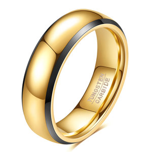 Bague en acier tungstène pour femme, 6 mm 8 mm, bicolore or noir, tendance, polyvalente, bijou cadeau - Product Image 5