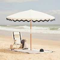 Toile à cadre en fibre de verre de 8 pieds australie grand poteau en bois Vintage bord festonné parasol de jardin extérieur pour patio de plage