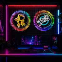 Letrero de Neón LED Redondo con Espejo Infinito 3D de Astronauta RGB para Decoración de Pared en Sala de Juegos o Cuarto de Hombre