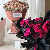 Emballage de bouquet de fleurs en papier épaissi en relief en forme de cœur pour fleuriste, mariage, fête d'anniversaire, emballage de cadeau