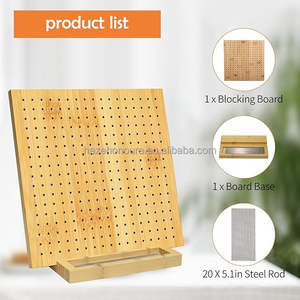 Planche de blocage en bois fabriquée à la main pour tricoter les amoureux du Crochet Granny Squares Stand Boîtes d'artisanat en bois en acier inoxydable Signes muraux - Product Image 2