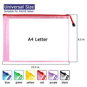 Bolsa de archivos de PVC transparente A4 extra duradera, bolsa con cremallera de malla, organizador de documentos de gran capacidad, suministros escolares y de oficina - Product Image 2