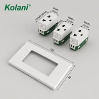 Prise murale modulaire horizontale OEM personnalisée, norme thaïlandaise, 3 prises mini 3 broches, 16A 250V, panneau PC blanc pour projets de condos en Thaïlande