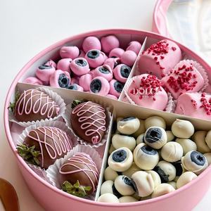 กล่องของขวัญทรงกระบอก/วงกลม ทำจากกระดาษ สำหรับใส่ช็อกโกแลตสตรอว์เบอร์รี่  พร้อมโลโก้แบบกำหนดเองได้ - Product Image 2