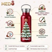 Bouteille d'eau personnalisée pour cadeau de Noël, 500 ml, gobelet en acier inoxydable 304 avec couvercle personnalisé pour la série de décorations de Noël