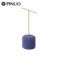 PINUO Ensemble de présentoirs à bijoux de luxe en velours, buste pour colliers, cône pour bagues, support en T pour boucles d'oreilles, accessoires de vitrine de comptoir, logo personnalisé
