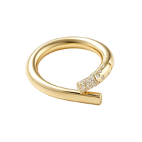 Bague asymétrique réglable Gemnel en laiton, pavée de zircons blancs, tube superposé, style moderne, bague statement pour femme
