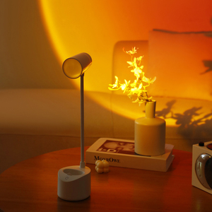 Dekorativer Schreibtisch Verstellbarer klappbarer weißer Tisch Bunte <span class=keywords><strong>LED</strong></span>-Nachtlicht-Lese lampe Sonnen untergang lampe für Hotelzimmer Wohnzimmer - Product Image 3