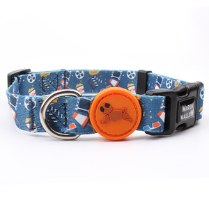 Collier de <span class=keywords><strong>chien</strong></span> imperméable avec lanière en polyester et nylon personnalisée en caoutchouc écologique, motif imprimé et décoration d'écharpe - Product Image 3