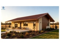Villa préfabriquée de style campagnard australien de luxe en acier léger, plain-pied, 3 chambres, 2 salles de bain, maison modulaire moderne, double garage, clé en main