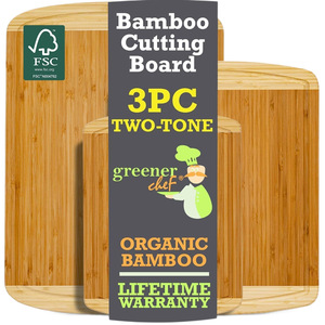 Juego de tablas de cortar de bambú rectangulares antibacterianas para carne, queso y uso doméstico - Product Image 5