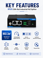 Divisor PoE Industrial IEEE 802.3af de 15.4W, Gigabit, Riel DIN, Salida de 12V CC, Ethernet RJ45 para Cámaras IP sin PoE, CCTV, AP