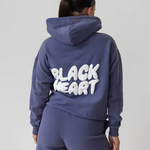 Sudadera con Capucha de Alta Calidad con Estampado Puff, Logotipo Personalizado, 500G, 100% Algodón, Felpa Gruesa, Talla Grande, para Mujer - Product Image 1