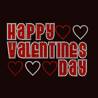 Transferts thermocollants personnalisés en strass pour la Saint-Valentin, motifs en strass pour t-shirts