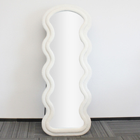 Miroir Ondulé 160*60 en Polaire Teddy, Style Art Déco, pour Chambre, Dressing, Maison