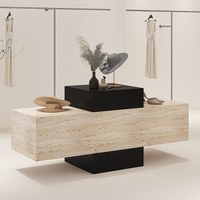 Table de présentation pour magasin de vêtements de l'île moderne Table d'eau coulant en pierre des cavernes pour chaussures et sacs
