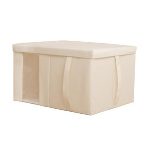 Clothing Organizer <b>Storage</b> <b>Boxes</b> Rectangle <b>Beige</b> Foldable With Window For Wardrobe Use - Product Image 4