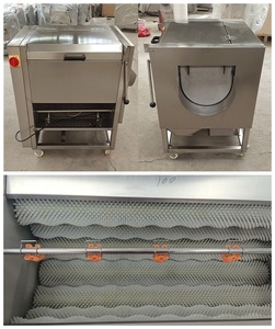 Máquina de lavado y pelado de verduras de gran capacidad (80 kg por cesta) para patatas, jengibre, zanahorias, taro y raíz de loto, con cepillo limpiador de rodillos - Product Image 4