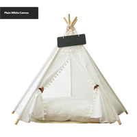 Hoogwaardige Boho-stijl honden-teepee met kantversiering, wasbaar kussen, comfortabel onderkomen voor alle seizoenen