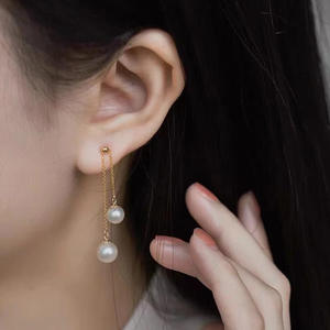 Accessoires en argent S925 pour perles DIY, boucles d'oreilles pour femmes avec perles de 5 à 10 mm, double perle, support vide 2355, boucles d'oreilles élégantes pour femmes - Product Image 2